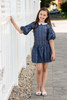 Girls Toddler & Kids Chambray Blue Bell-Sleeve Karen Dress 2-8y - detail view - Sophie Catalou