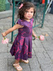 Girls Toddler & Kids Burgundy Floral Crosstitch Dress 2-10y - back view - Sophie Catalou