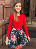 Girls Toddler & Kids Navy Floral Savoy Skirt - detail view - Sophie Catalou