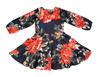 Girls Toddler Kids Navy Red Roses Dress 2-10y