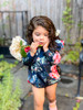 Girls Infant Navy Floral Maria Romper 3-24m - detail view - Sophie Catalou