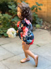 Girls Infant Navy Floral Maria Romper 3-24m - back view - Sophie Catalou