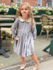 Blue Slate Gold Sequin Chessa Dress