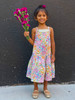 Girls Toddler & Kids Floral Meadow Dress with Gold Sequin Yoke - back view - Sophie Catalou