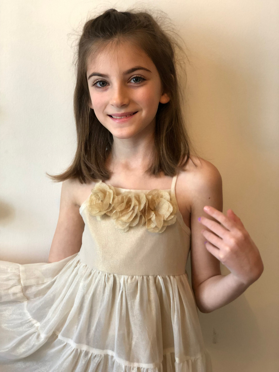 Girls Toddler & Kids Gold Amelie Tiered Dress | Sophie Catalou