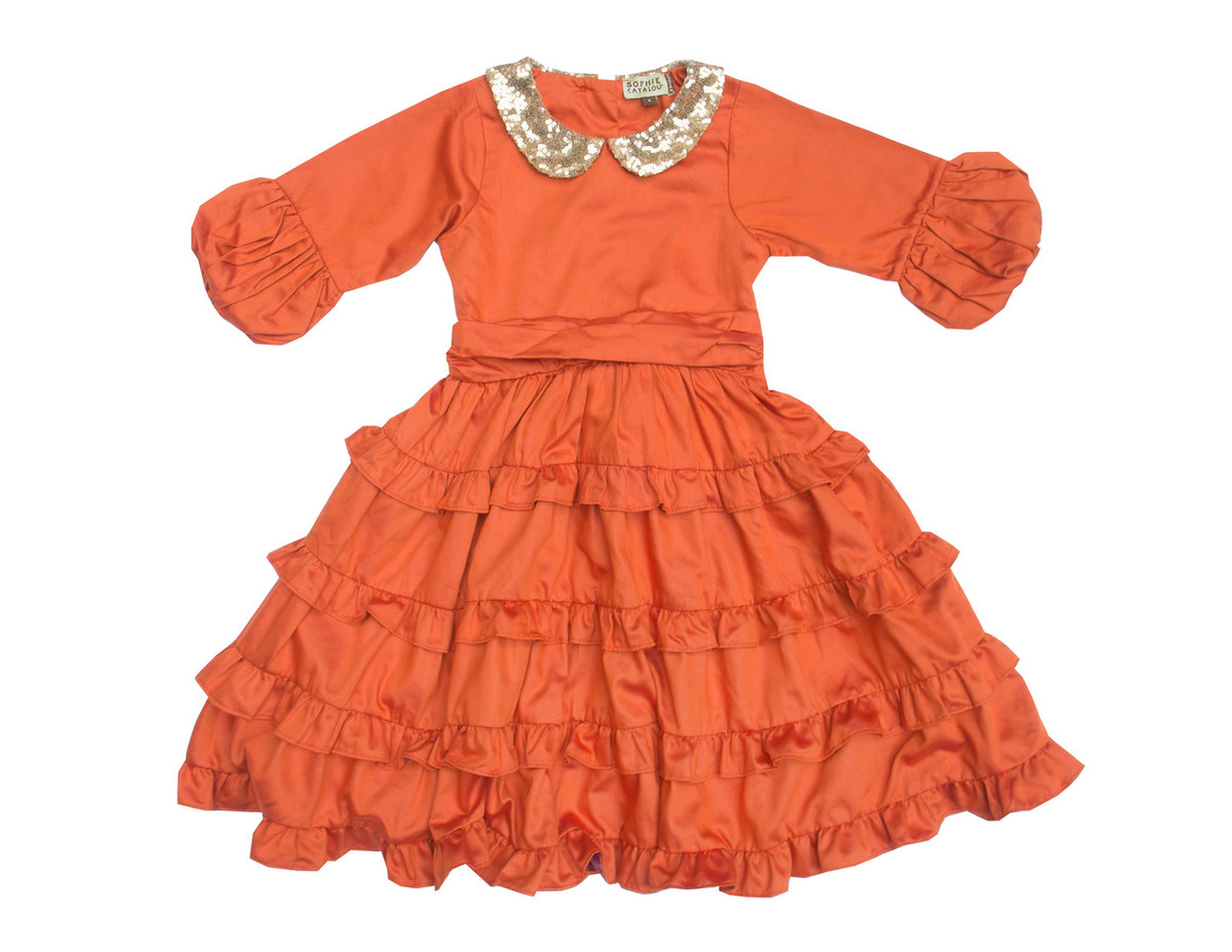 Sophie Catalou Girls Infant Toddler & Kids Orange Tatiana Dress 2y