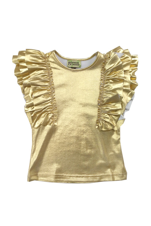 Girls Toddler & Kids Metallic Gold Top 2-10y