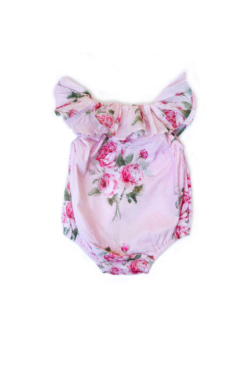 Girls Infant Lavender Floral Kaya Romper - front view - Sophie Catalou