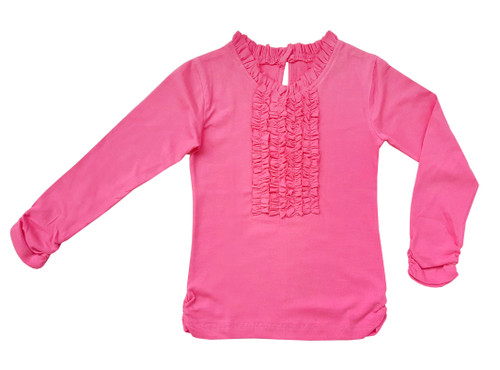 Sophie Catalou Girls Kids Bubblegum Pink Ruffle Knit Top 6-10y