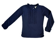 Girls Kids Navy Blue Ruffle Knit Top 6-10y