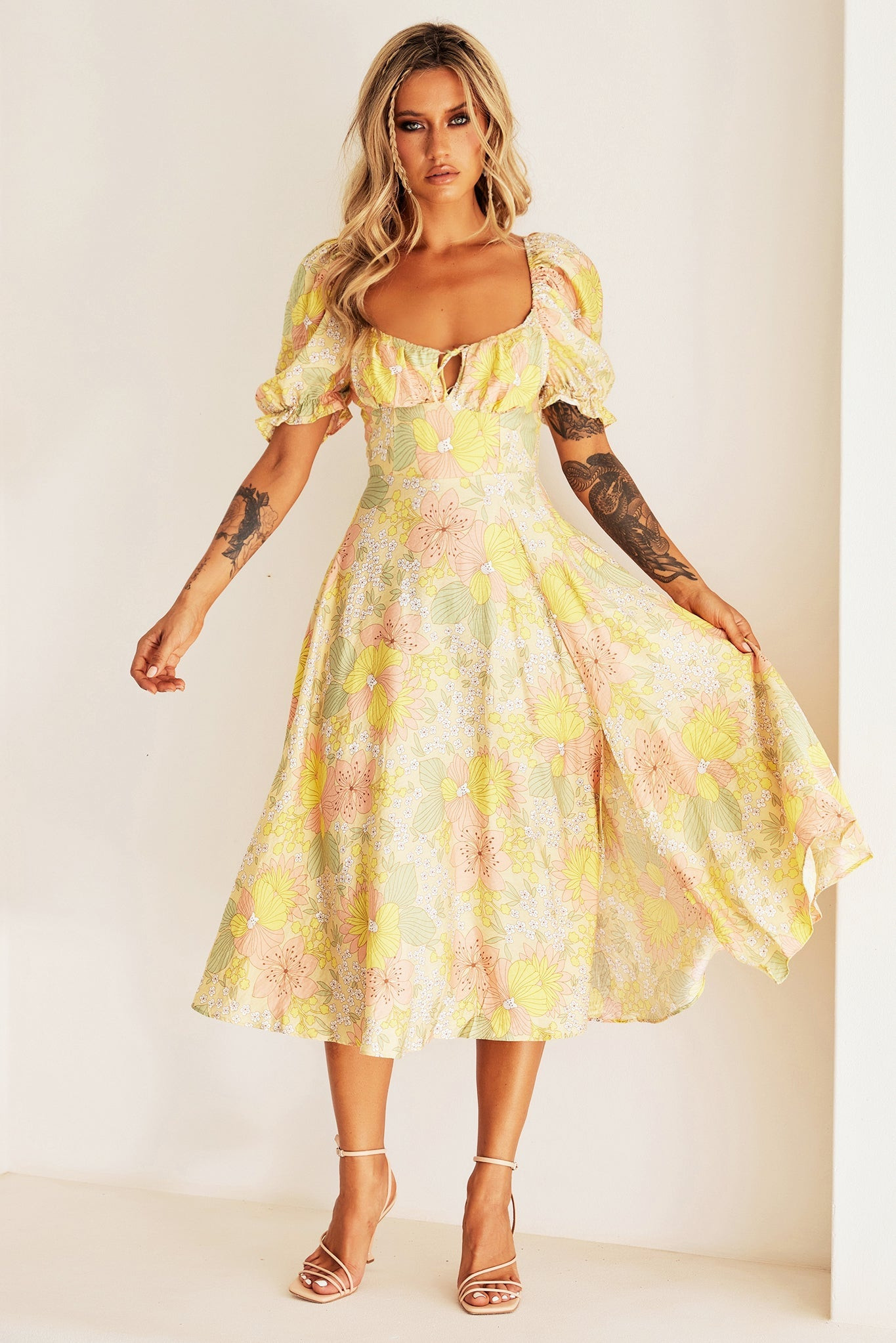 Spellbound Midi Dress - Yellow | Sage and Paige AUS.
