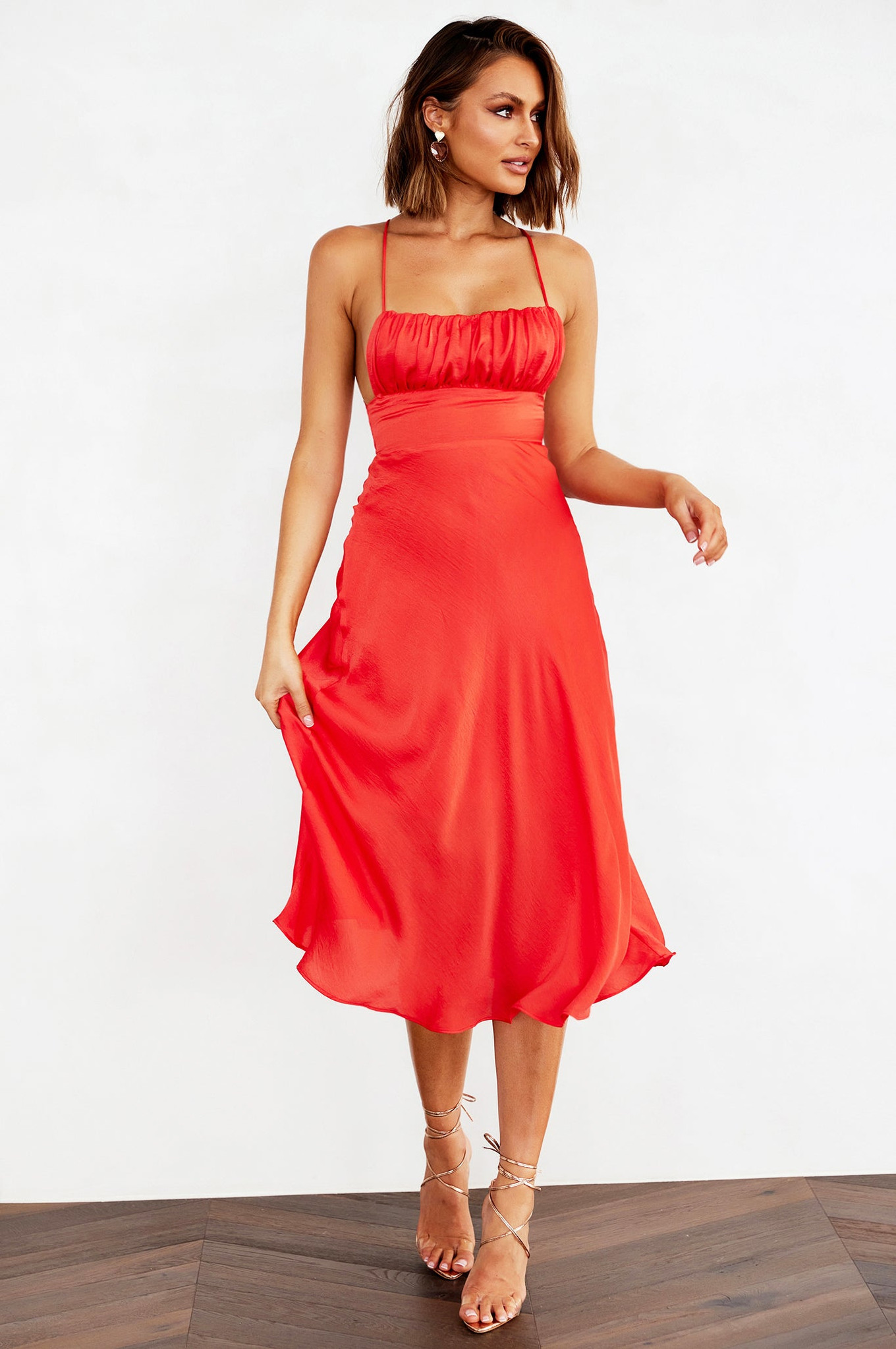 Day To Night Midi Dress - Tangerine | Sage and Paige AUS.