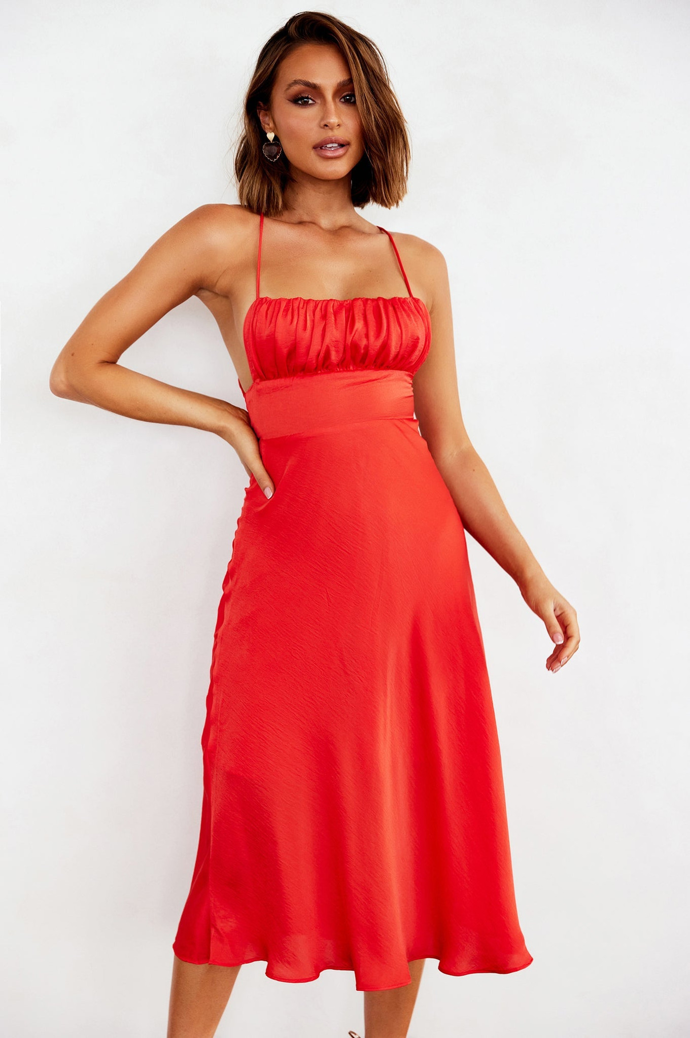 Day To Night Midi Dress - Tangerine | Sage and Paige AUS.