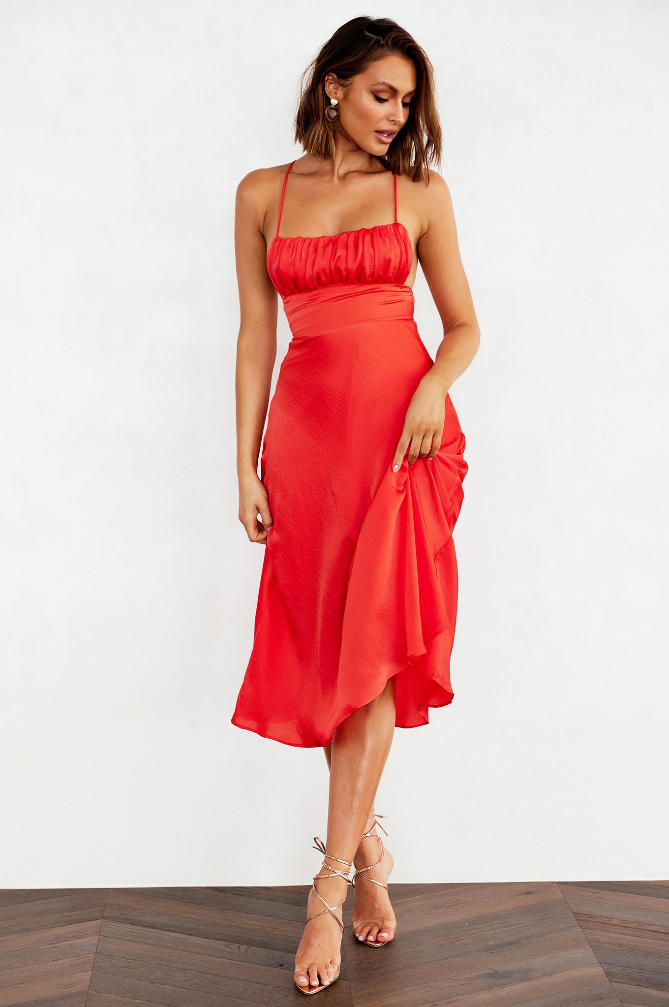 Day To Night Midi Dress - Tangerine | Sage and Paige AUS.