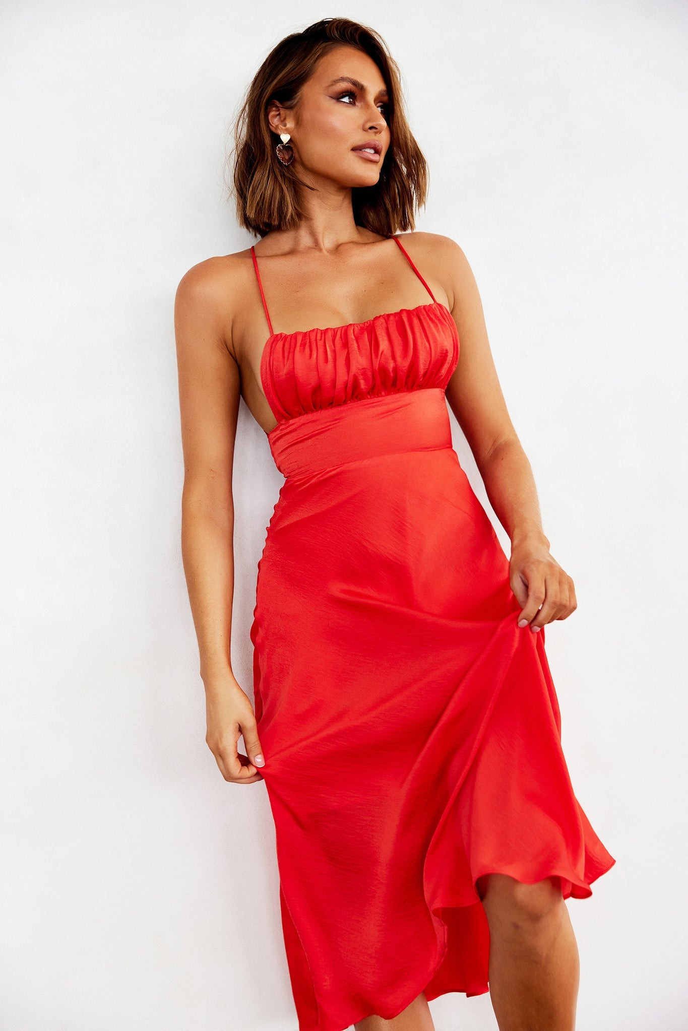Day To Night Midi Dress - Tangerine | Sage and Paige AUS.