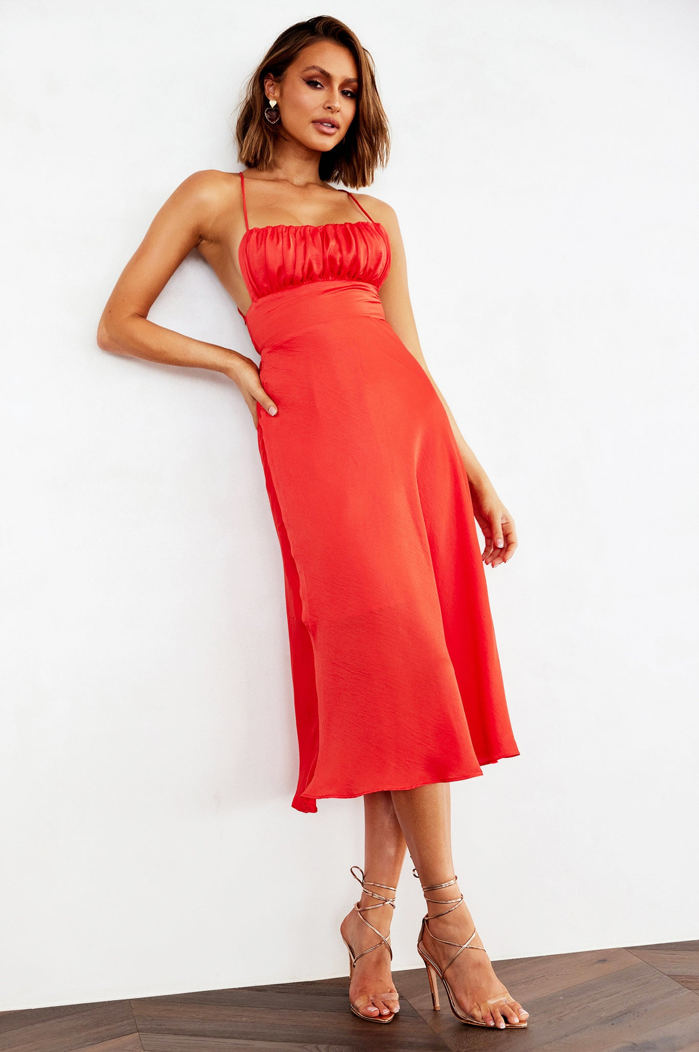 Day To Night Midi Dress - Tangerine | Sage and Paige AUS.