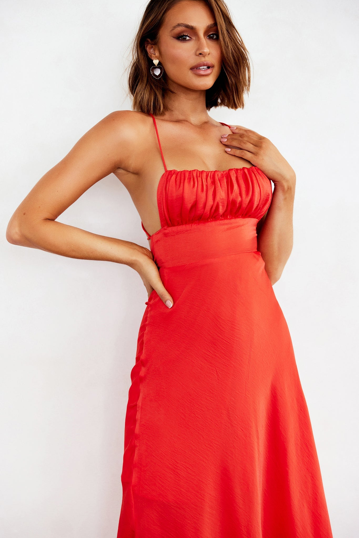 Day To Night Midi Dress - Tangerine | Sage and Paige AUS.