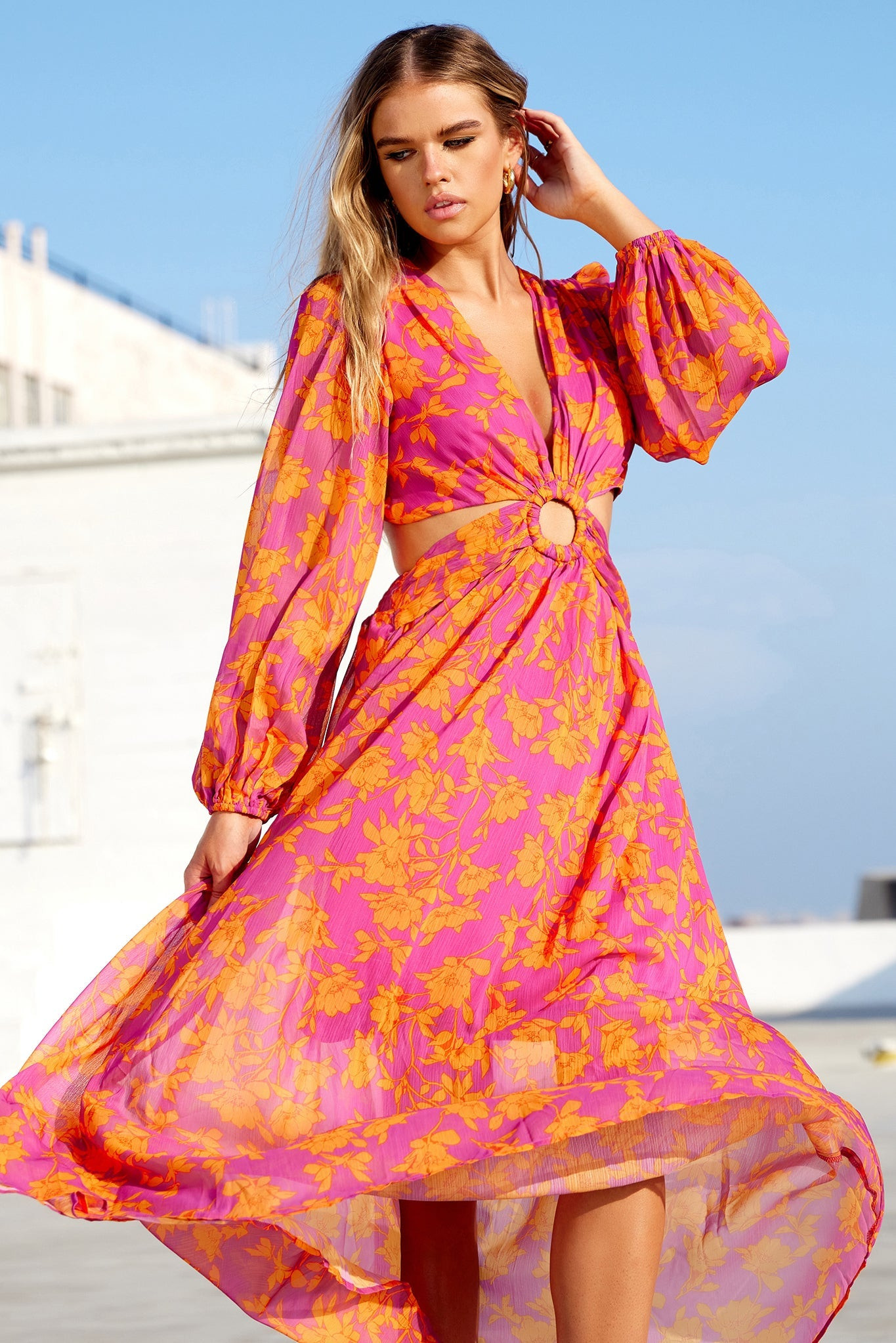 Swift Maxi Dress - Pink Orange | Sage and Paige AUS.