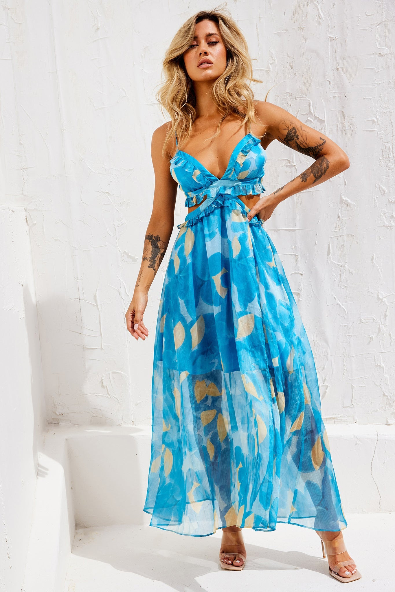 Early Sunset Maxi Dress - Aqua | Sage and Paige AUS.