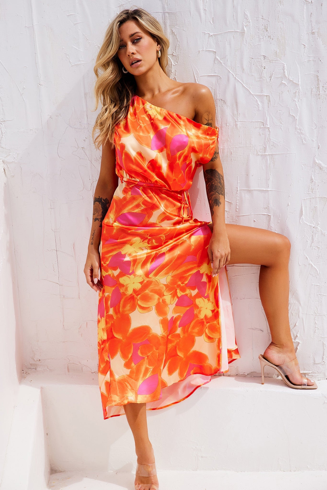 Drive By Midi Dress - Tangerine | Sage and Paige AUS.