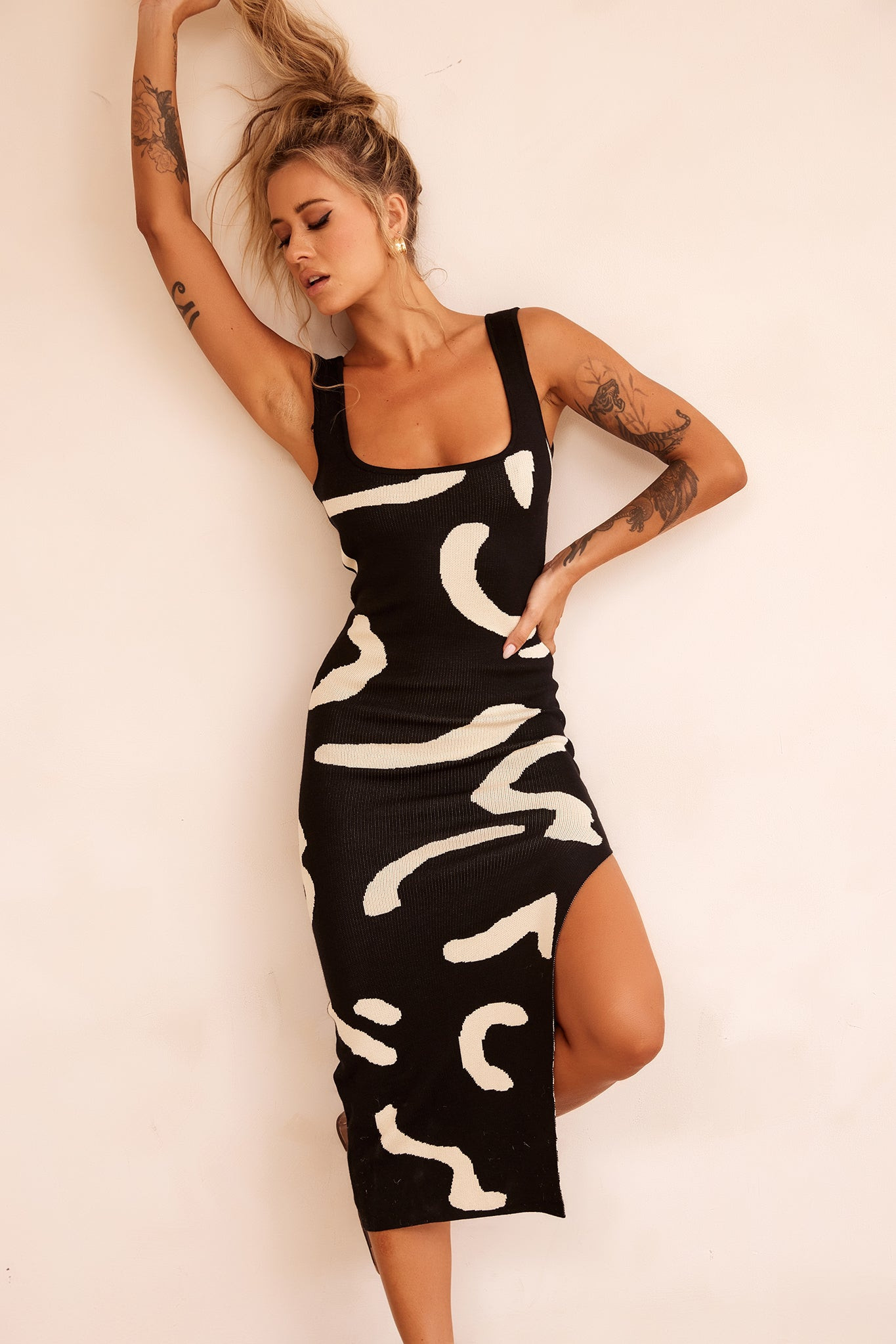 Attached Knit Midi Dress - Black | Sage and Paige AUS.