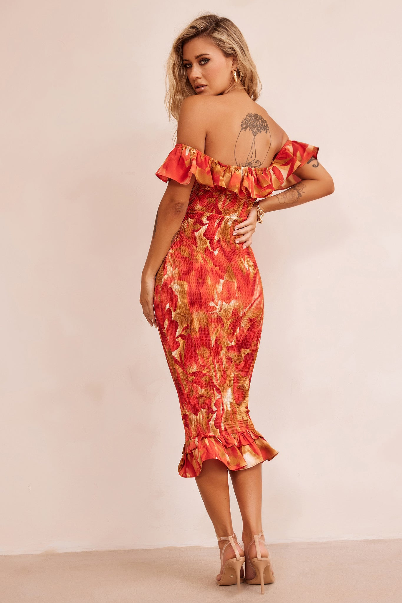 Fireball Midi Dress - Red Multi | Sage and Paige AUS.