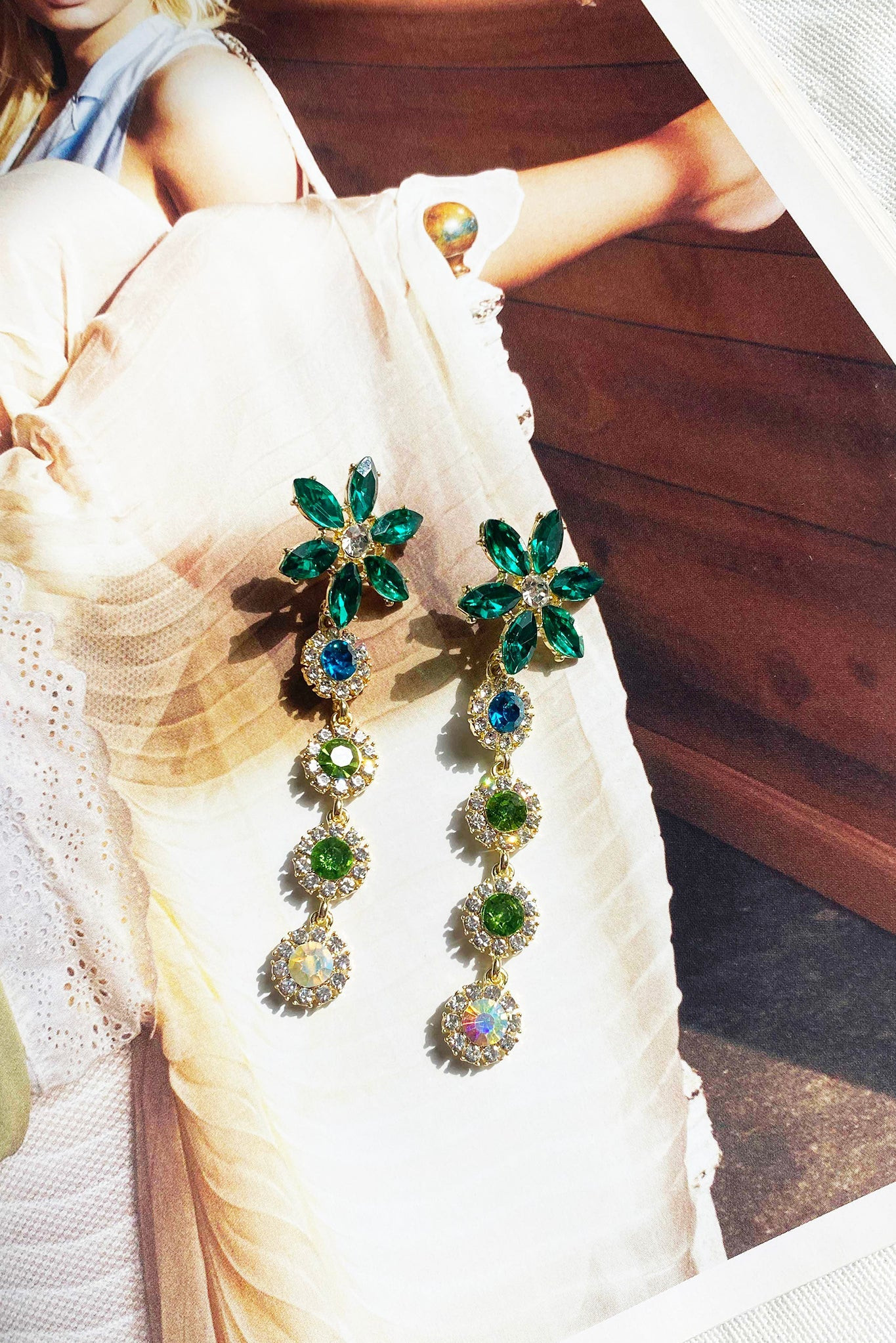 Ethereal Drop Earrings - Green | Sage and Paige AUS.