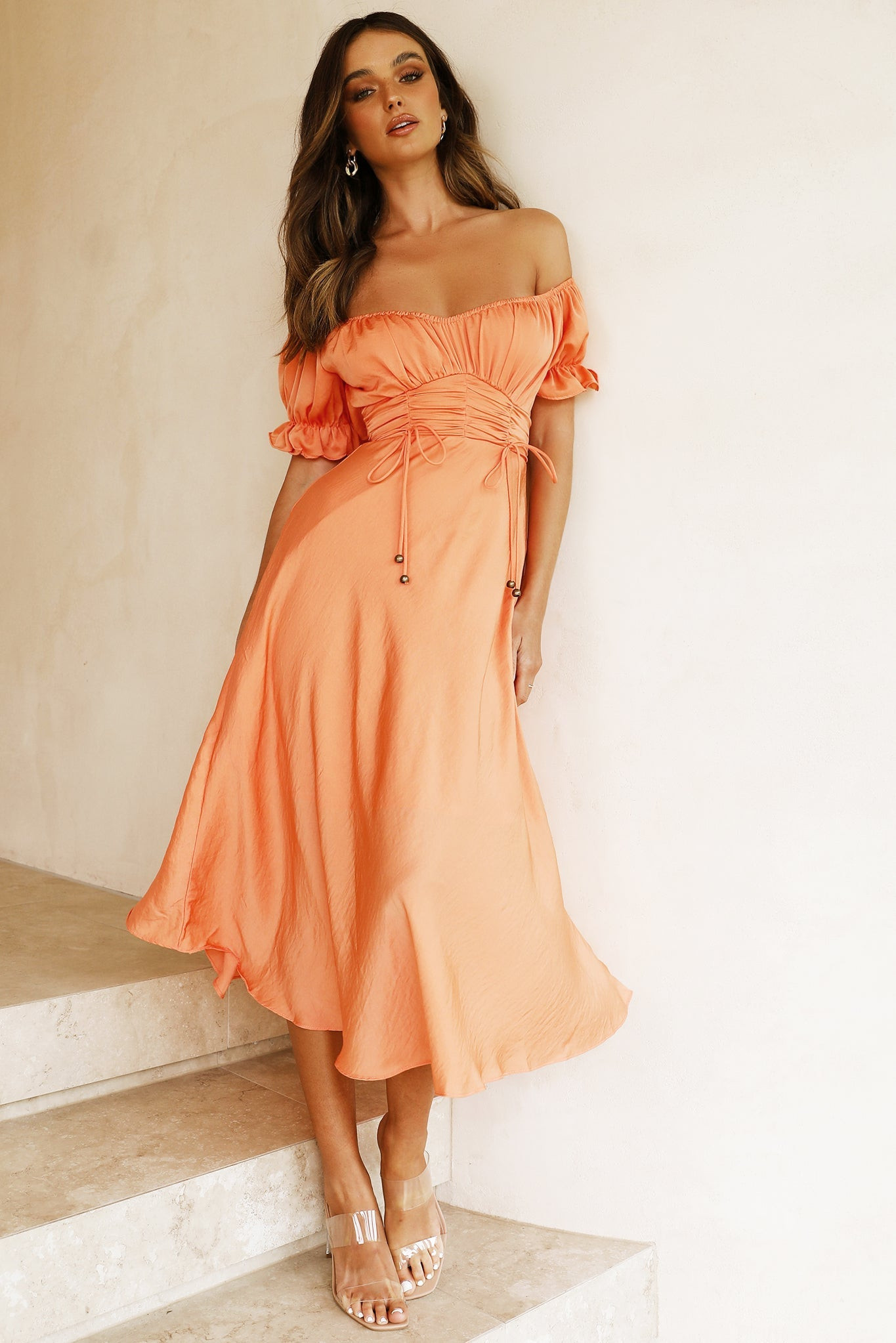 Mariner Midi Dress - Peach | Sage and Paige AUS.