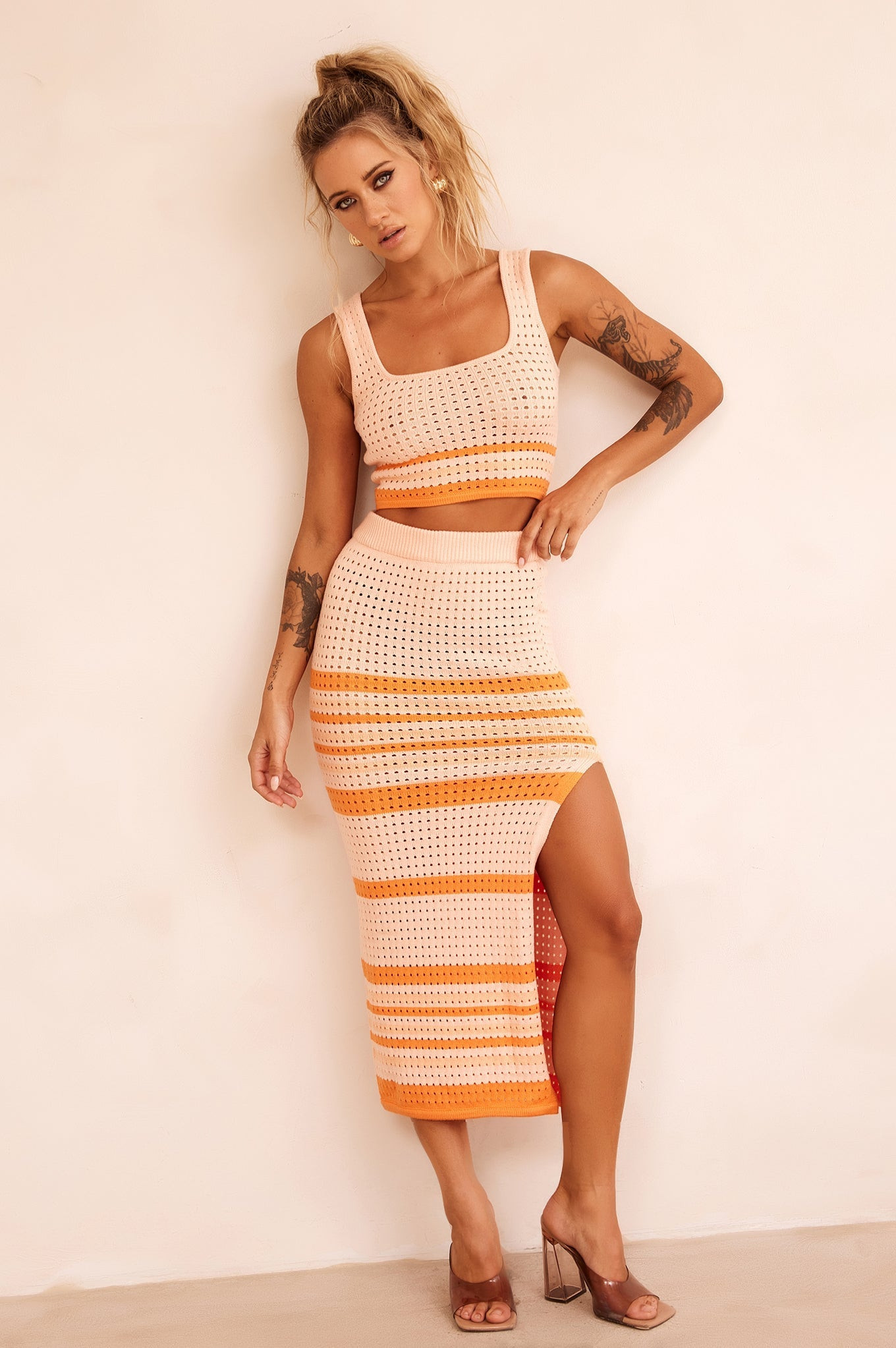 In The Groove Midi Skirt - Orange | Sage and Paige AUS.