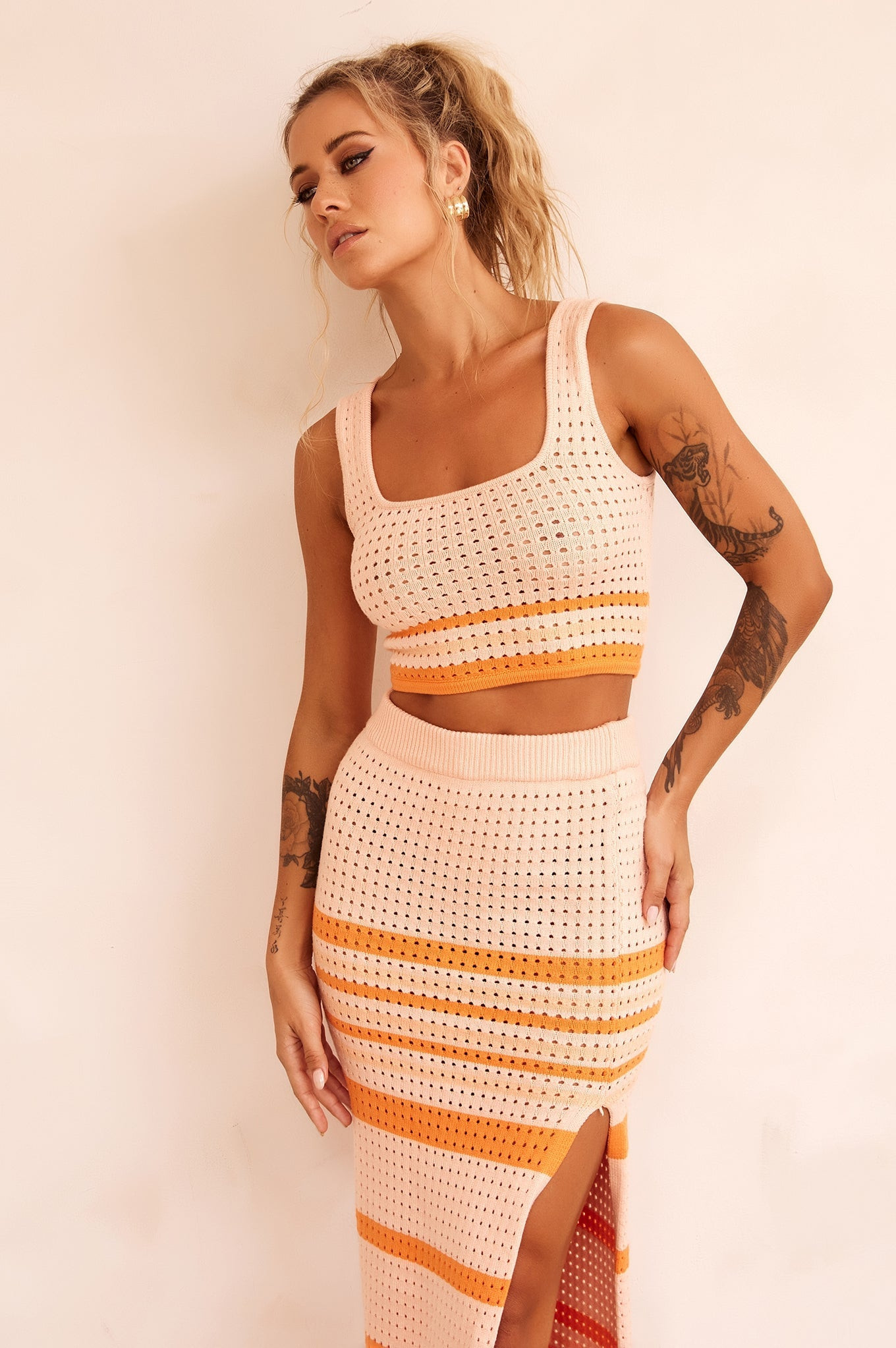 In The Groove Midi Skirt - Orange | Sage and Paige AUS.