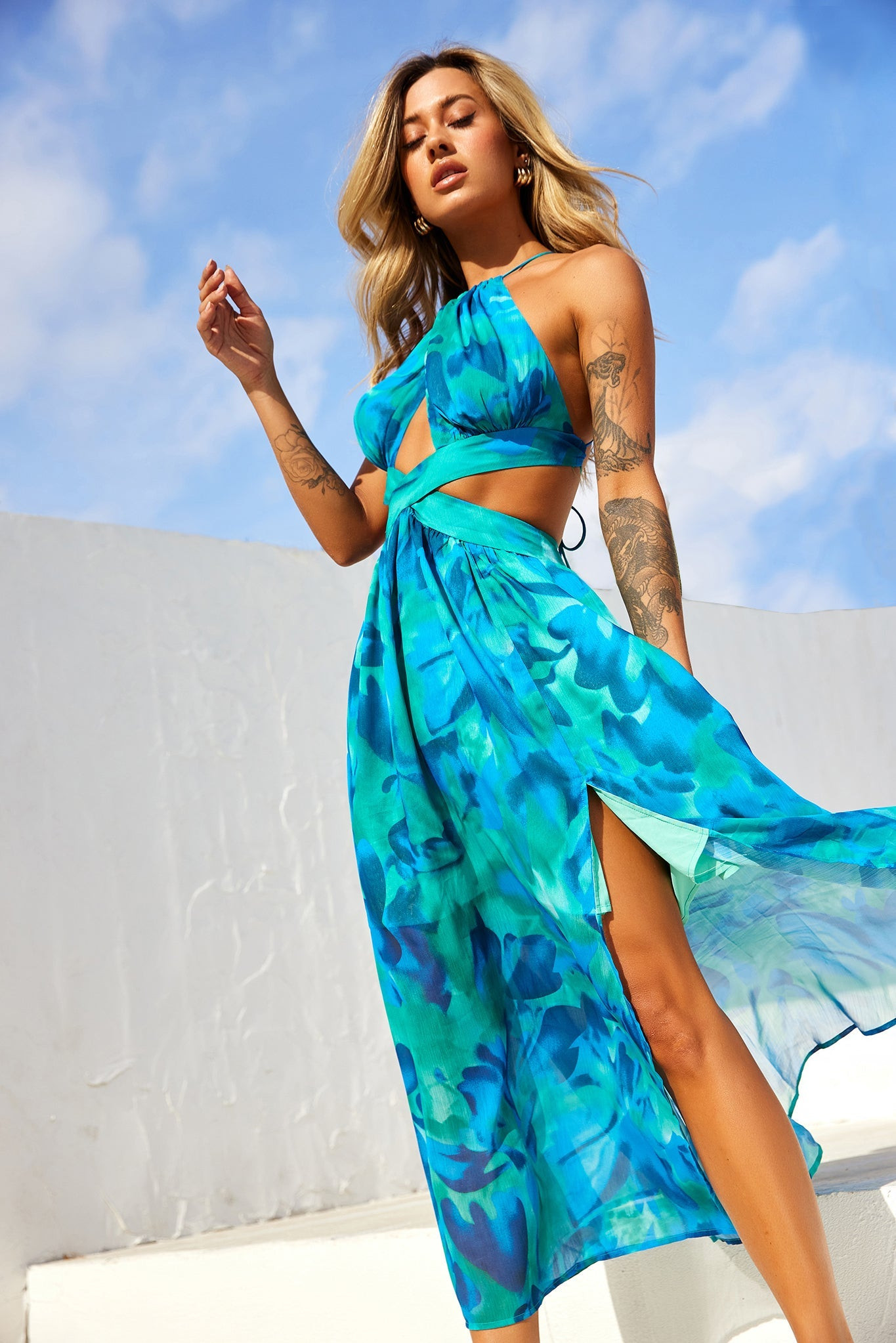 Havana Bloom Maxi Dress - Blue Multi | Sage and Paige AUS.