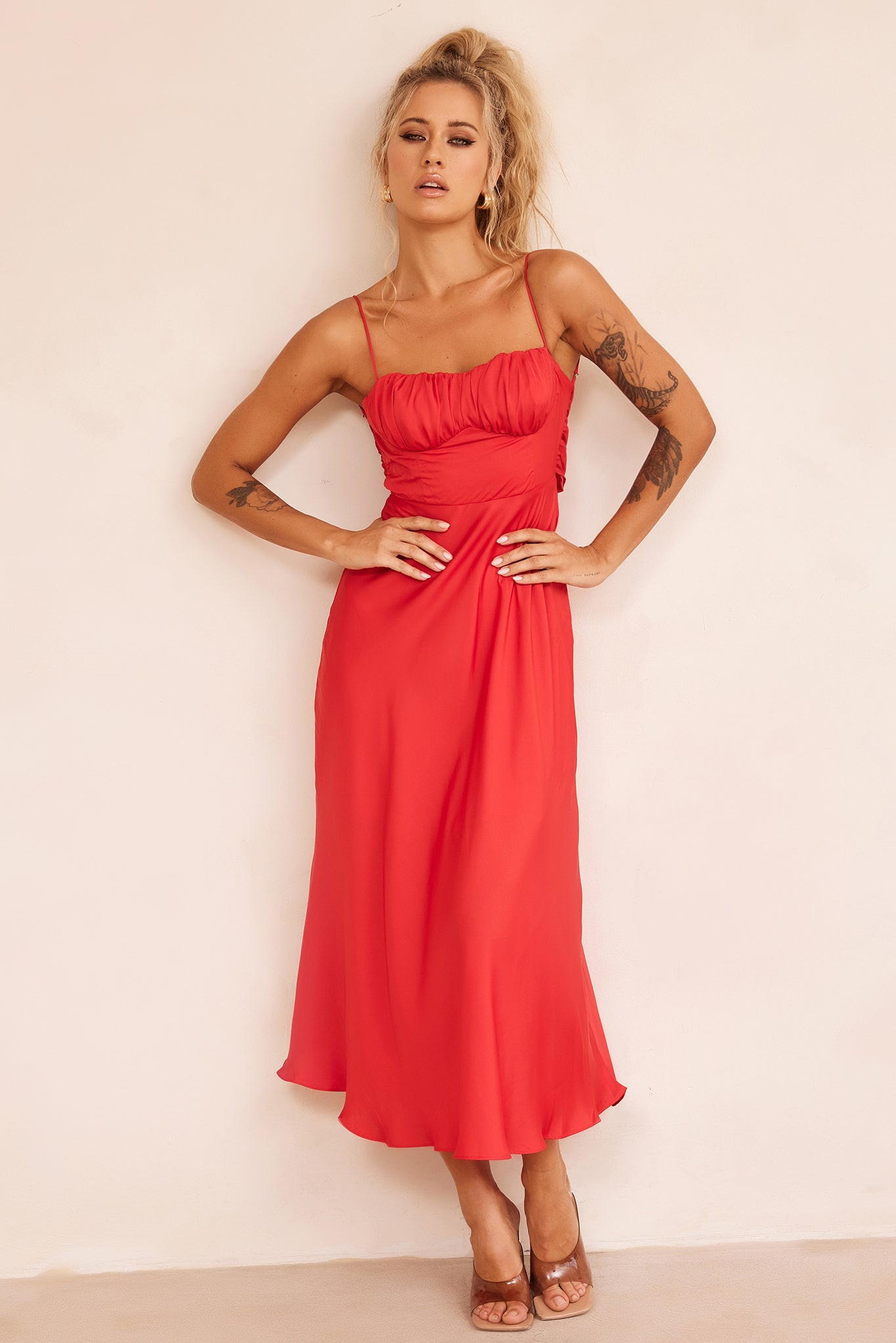 Affectionate Love Midi Dress - Red | Sage and Paige AUS.