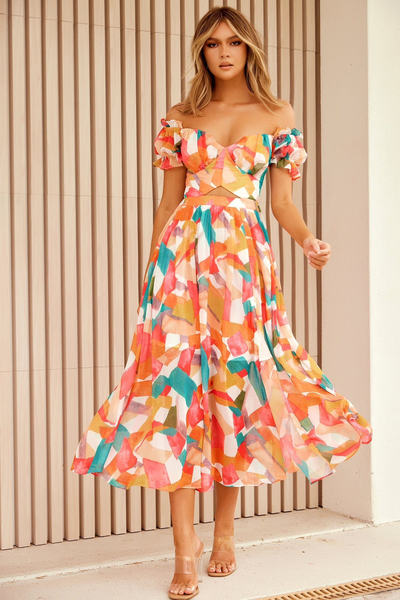 Fresh Start Midi Dress - Red Multi | Sage and Paige AUS.