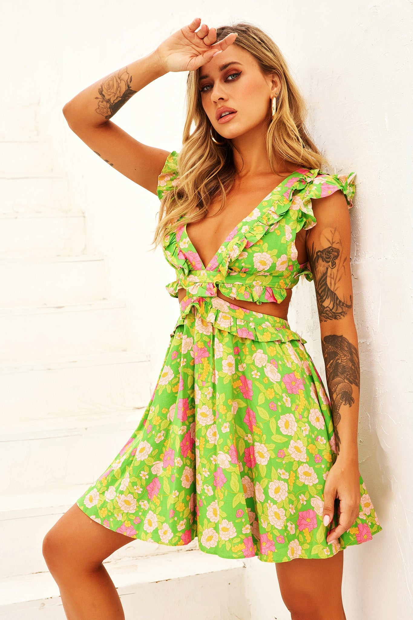 Flying Dreams Mini Dress - Green | Sage and Paige AUS.