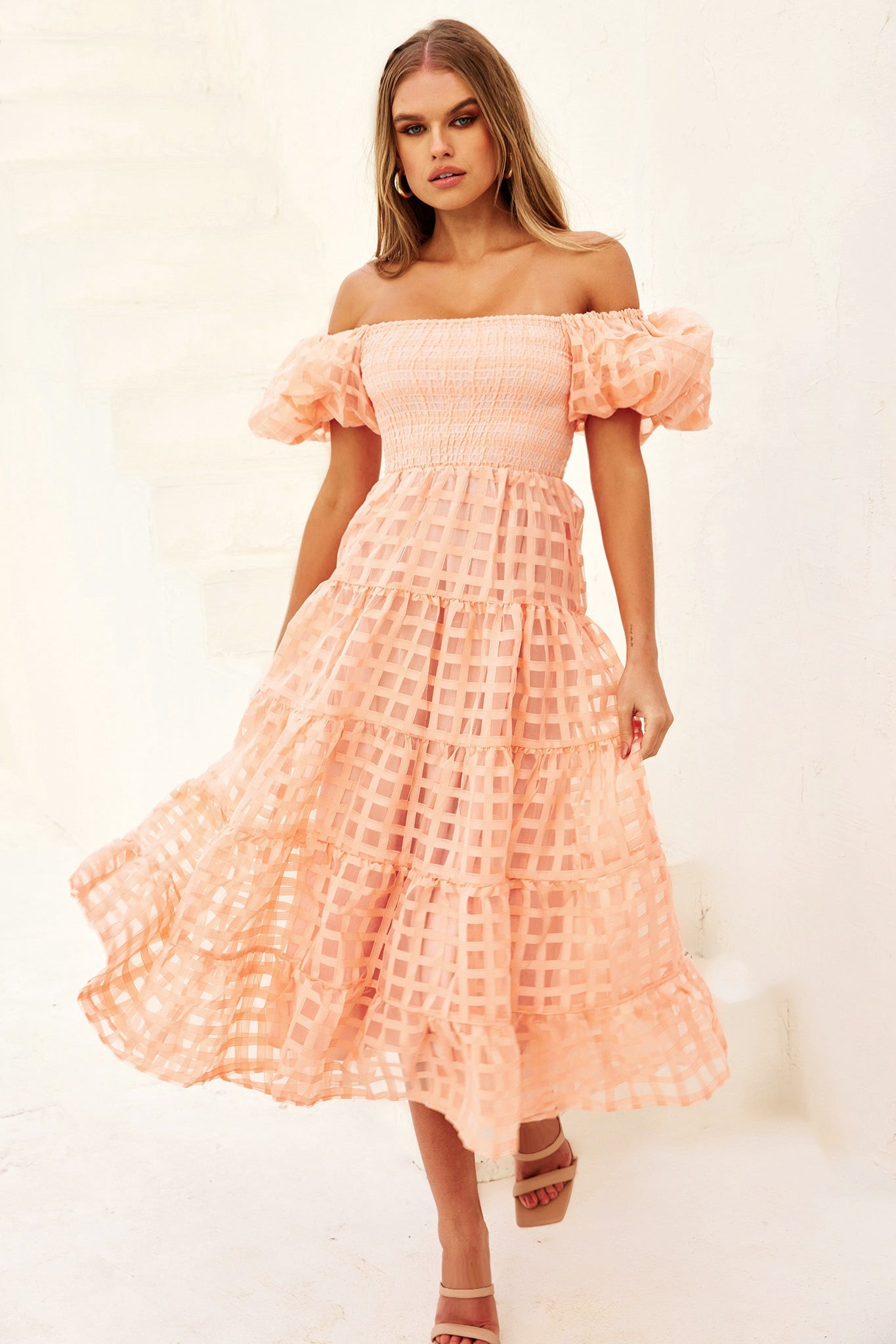 Gin Midi Dress - Peach | Sage and Paige AUS.