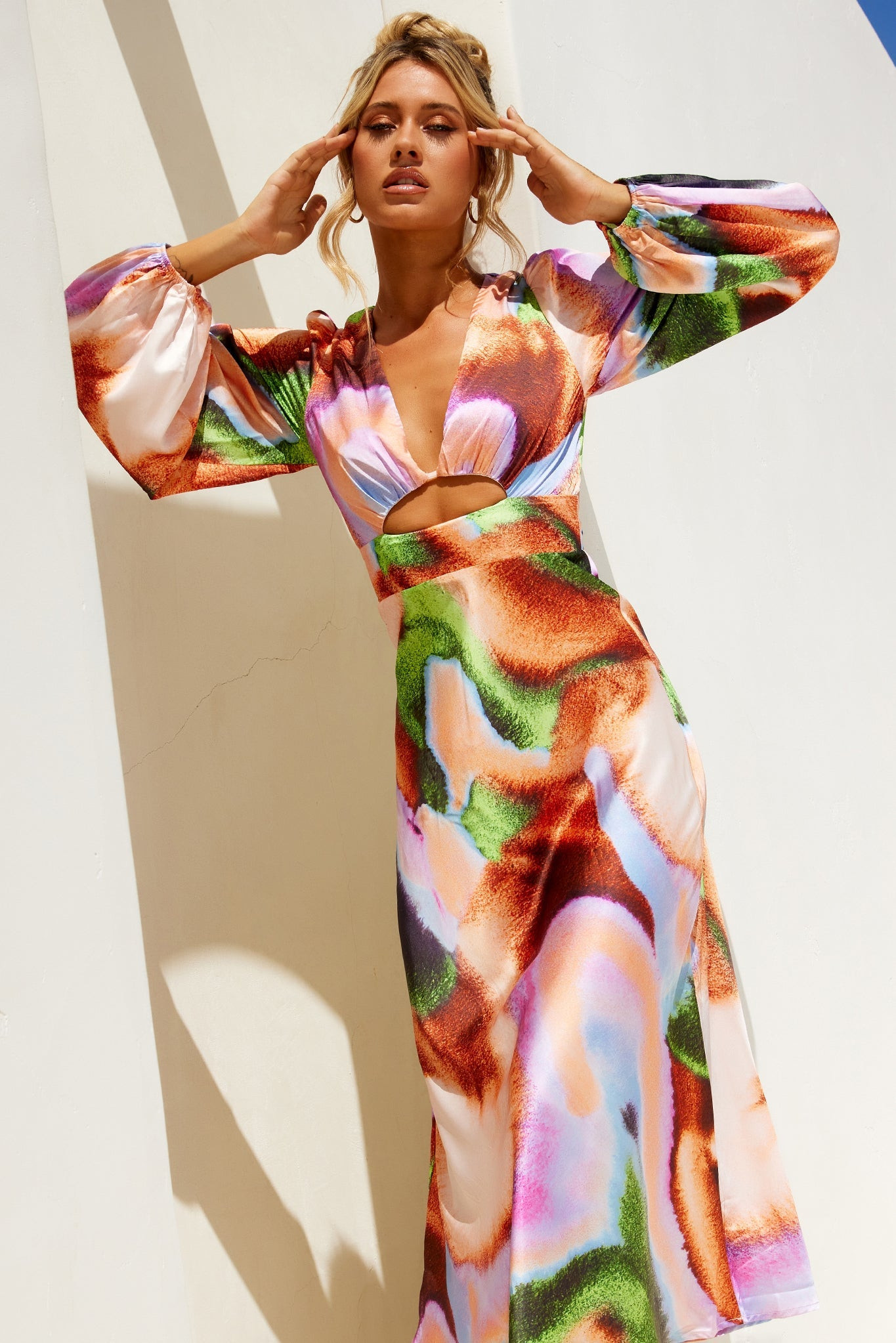 Joaquin Midi Dress - Orange Multi | Sage and Paige AUS.