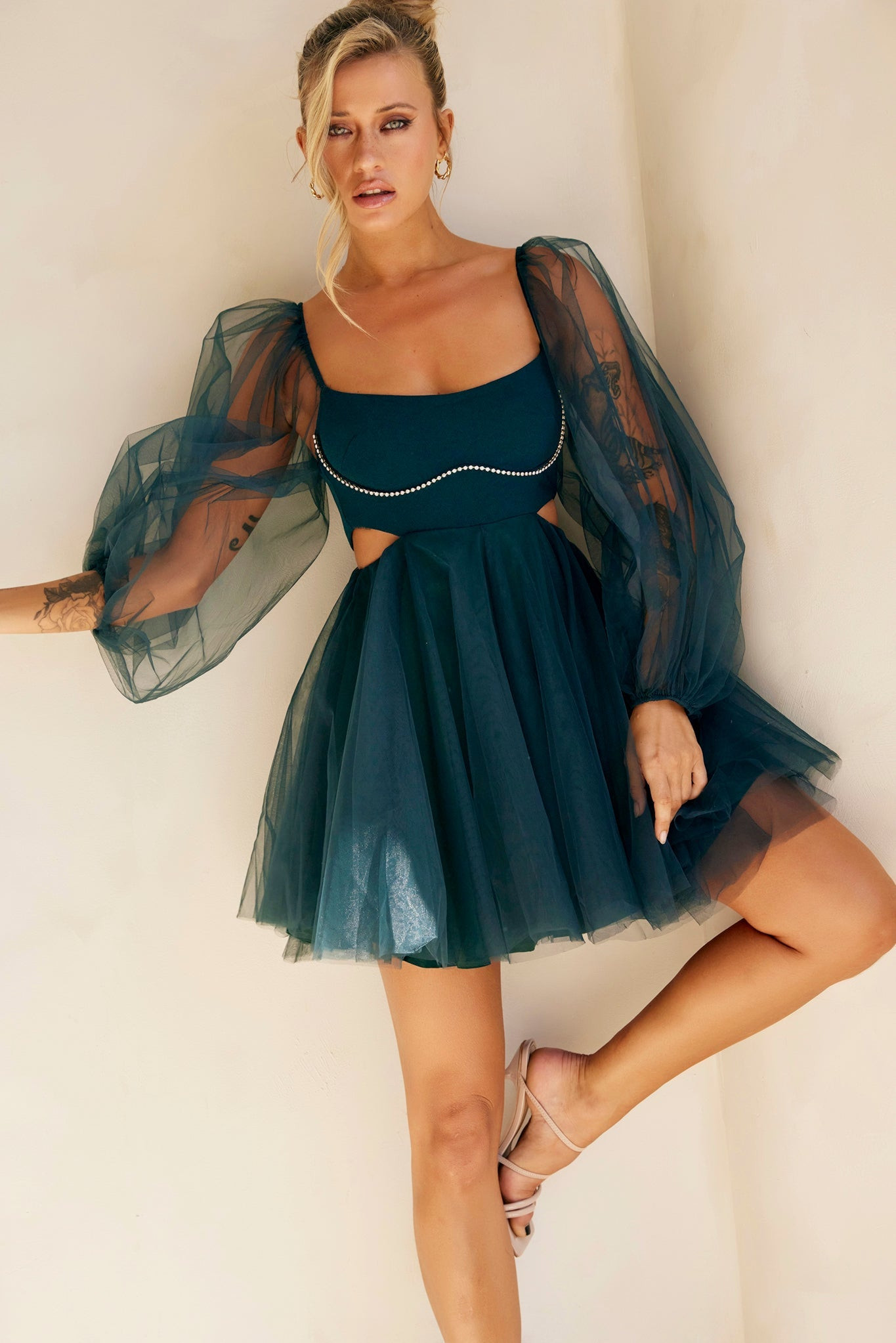 Saint Malo Mini Dress - Forest Green | Sage and Paige AUS.