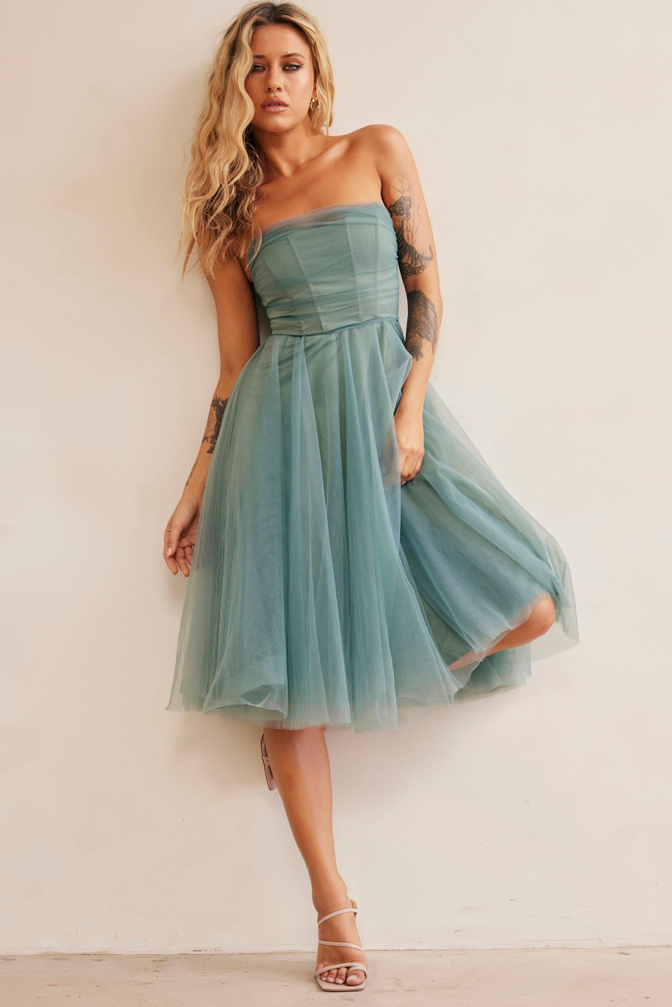 Swingin' It Midi Dress - Sage | Sage and Paige AUS.