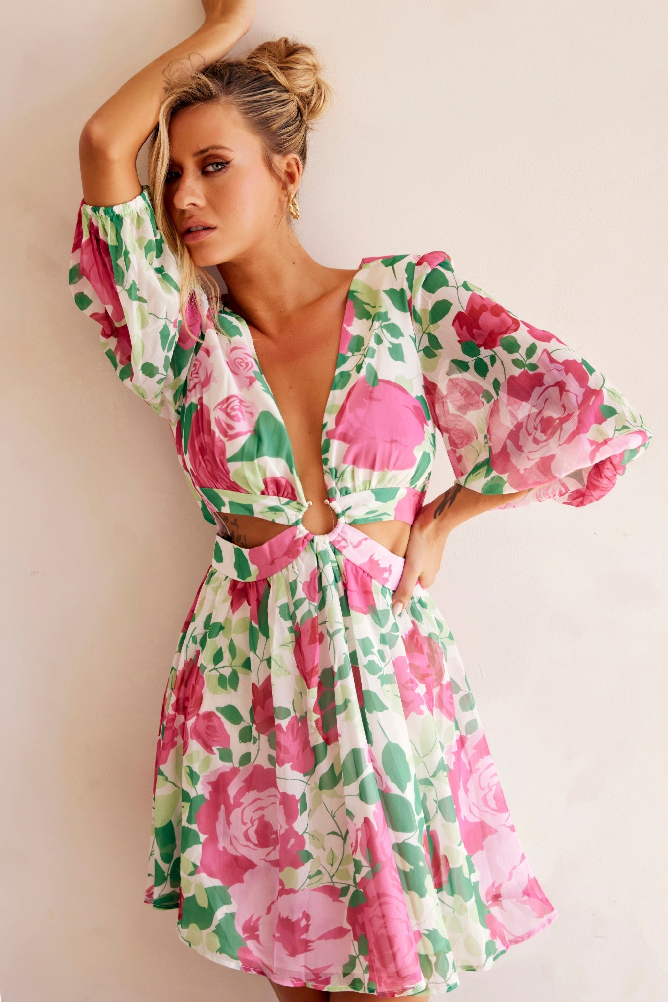 Rose Garden Mini Dress - Pink Multi | Sage and Paige AUS.