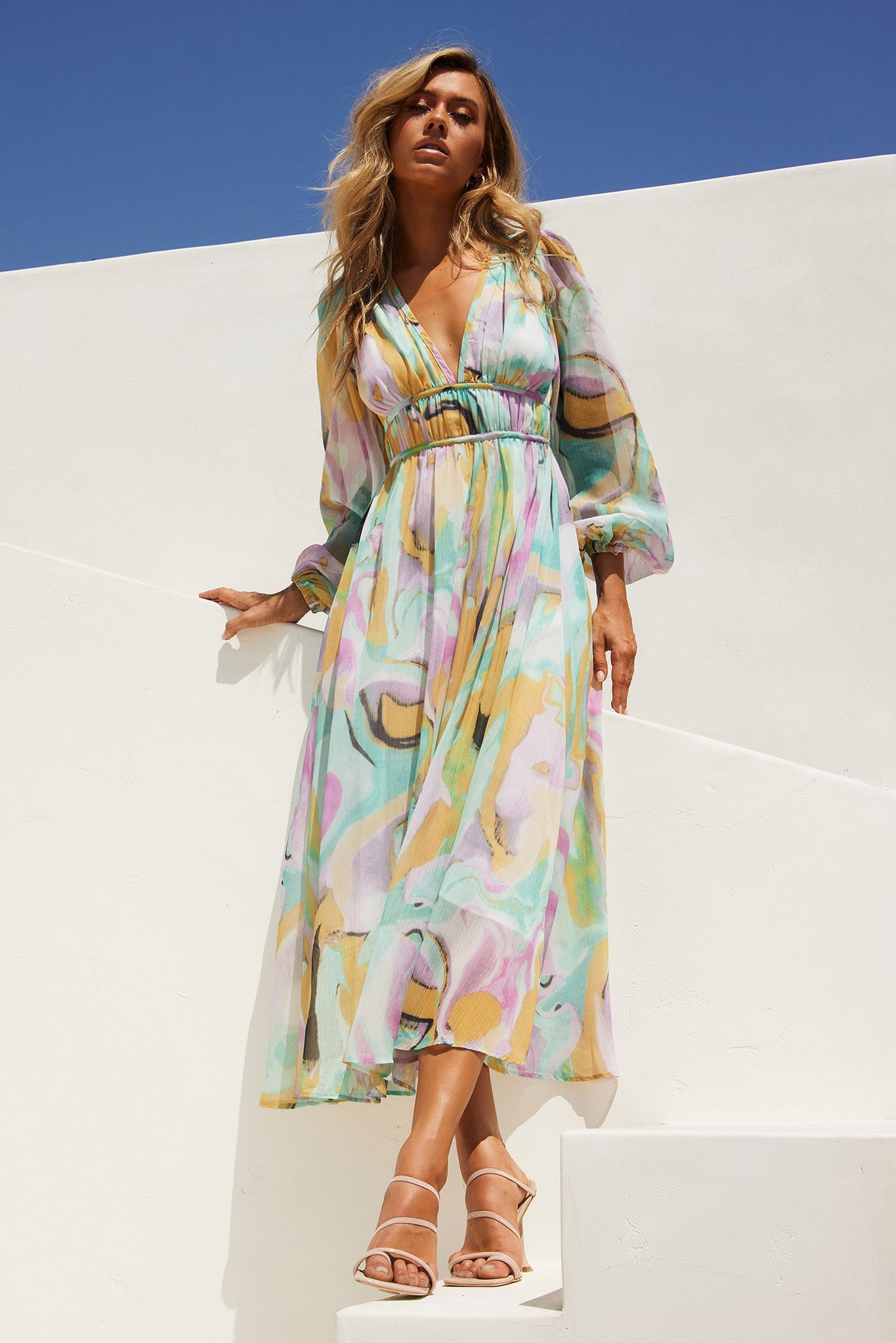All Cloud Burst Midi Dress - Mint Multi | Sage and Paige AUS.