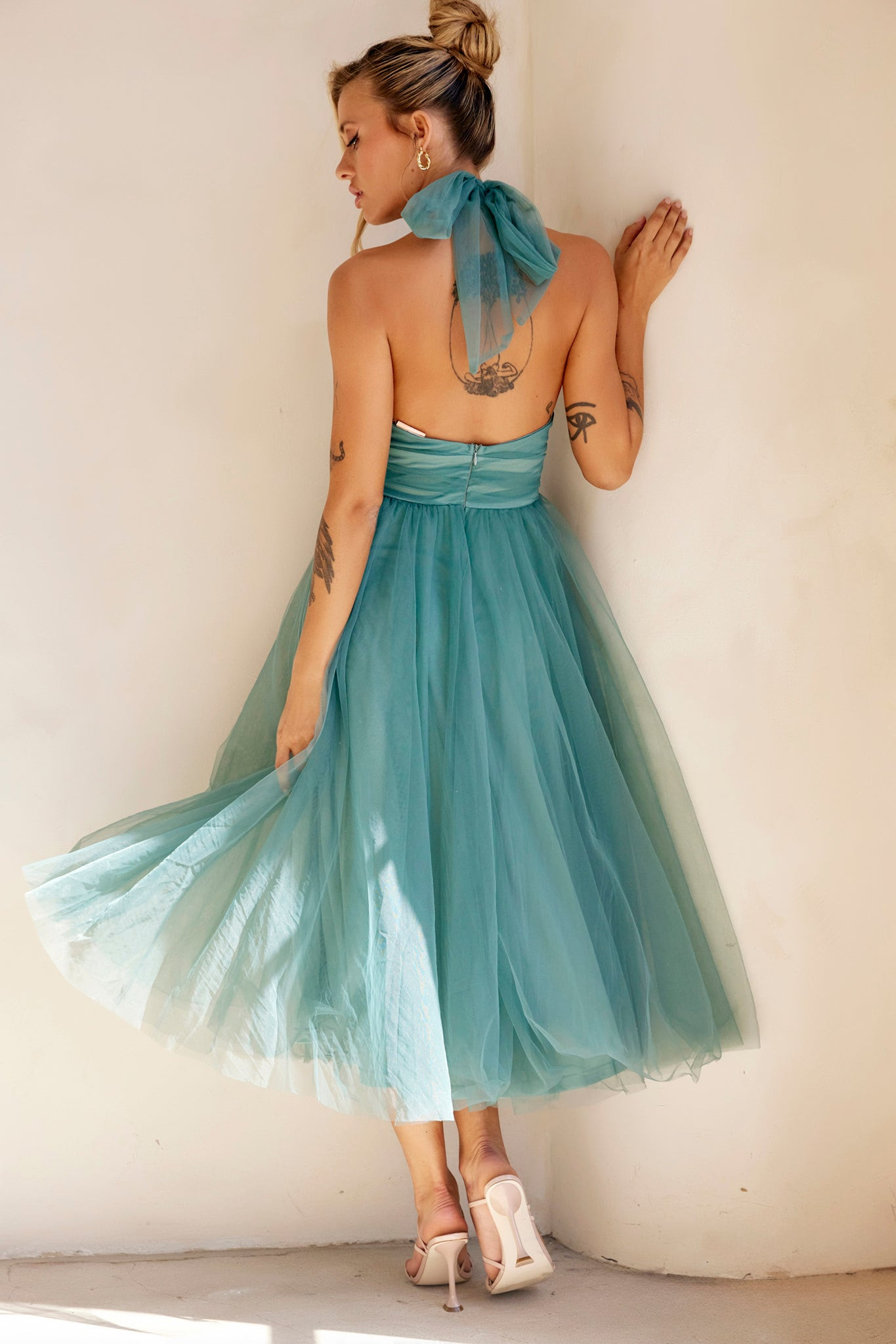 Her Statement Midi Dress - Sage | Sage and Paige AUS.
