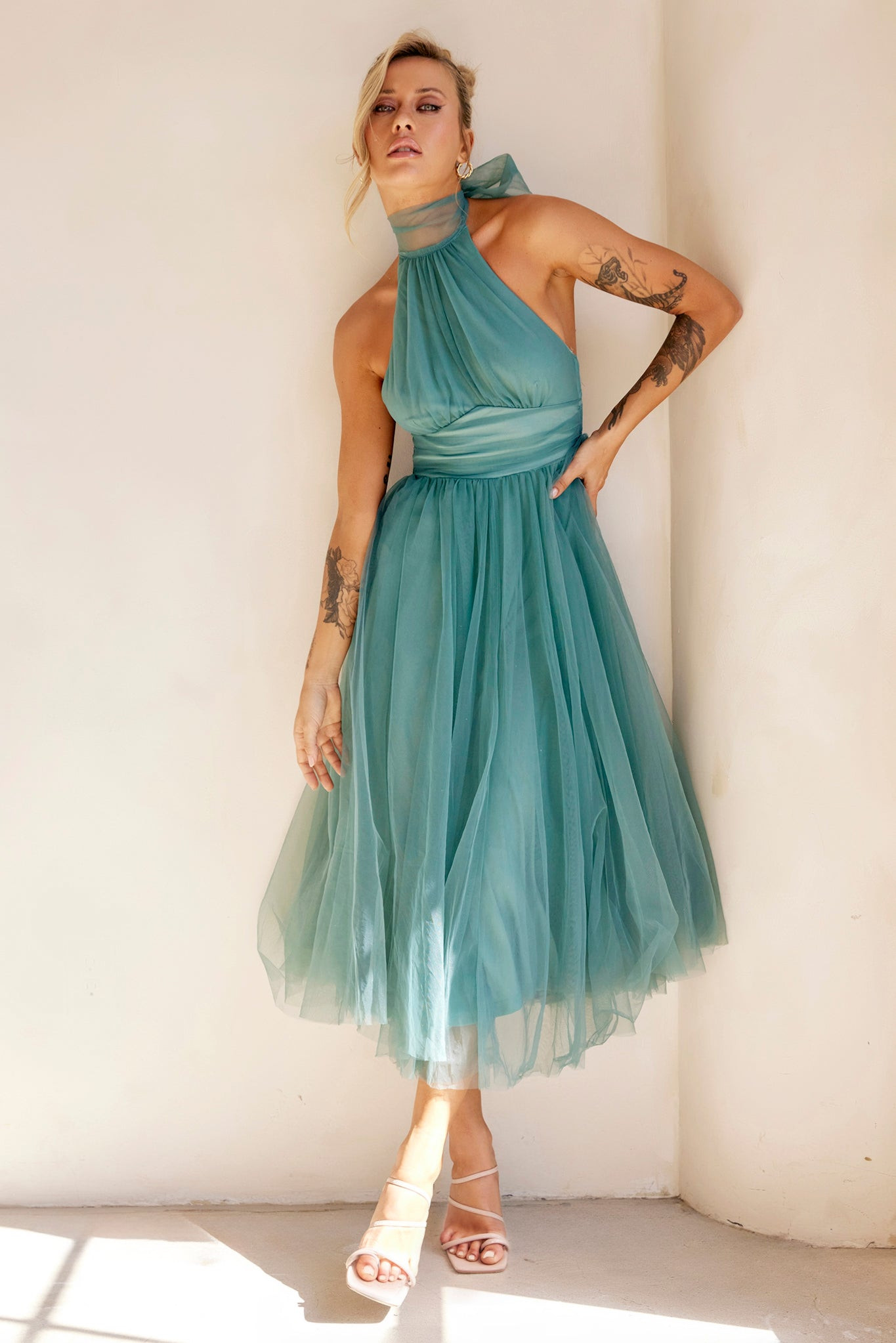 Her Statement Midi Dress - Sage | Sage and Paige AUS.