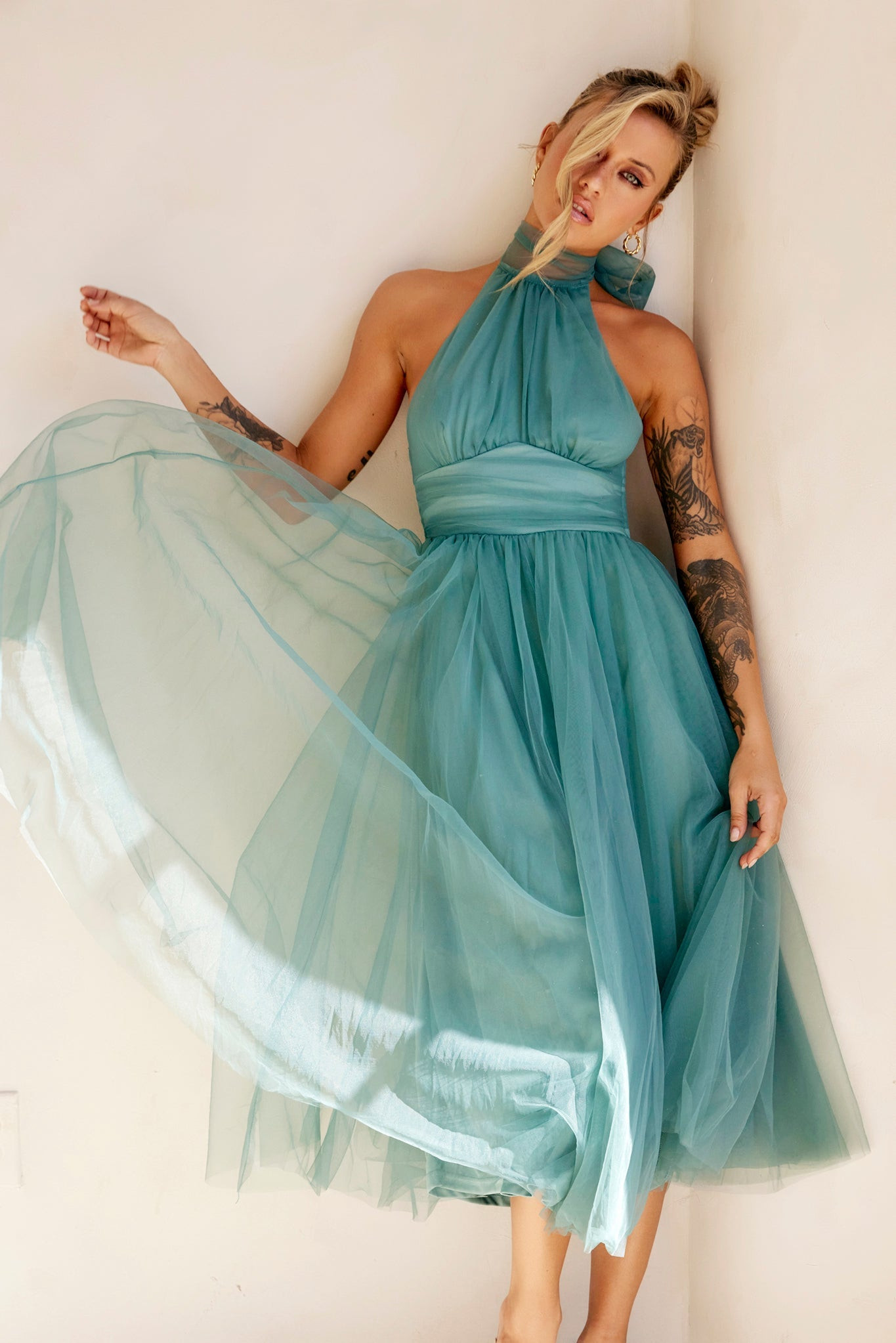 Her Statement Midi Dress - Sage | Sage and Paige AUS.