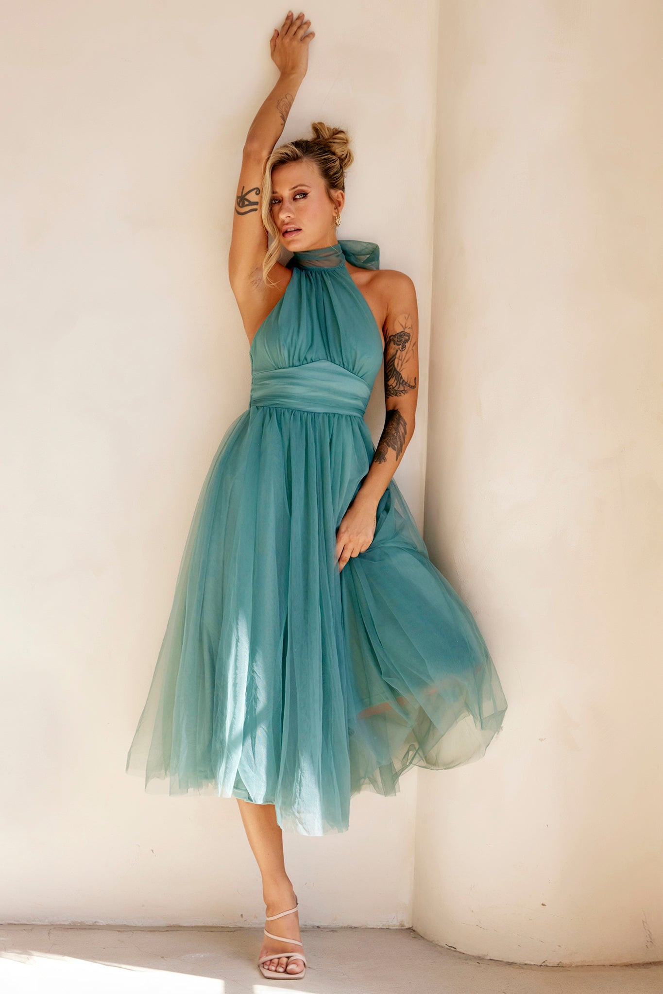 Her Statement Midi Dress - Sage | Sage and Paige AUS.
