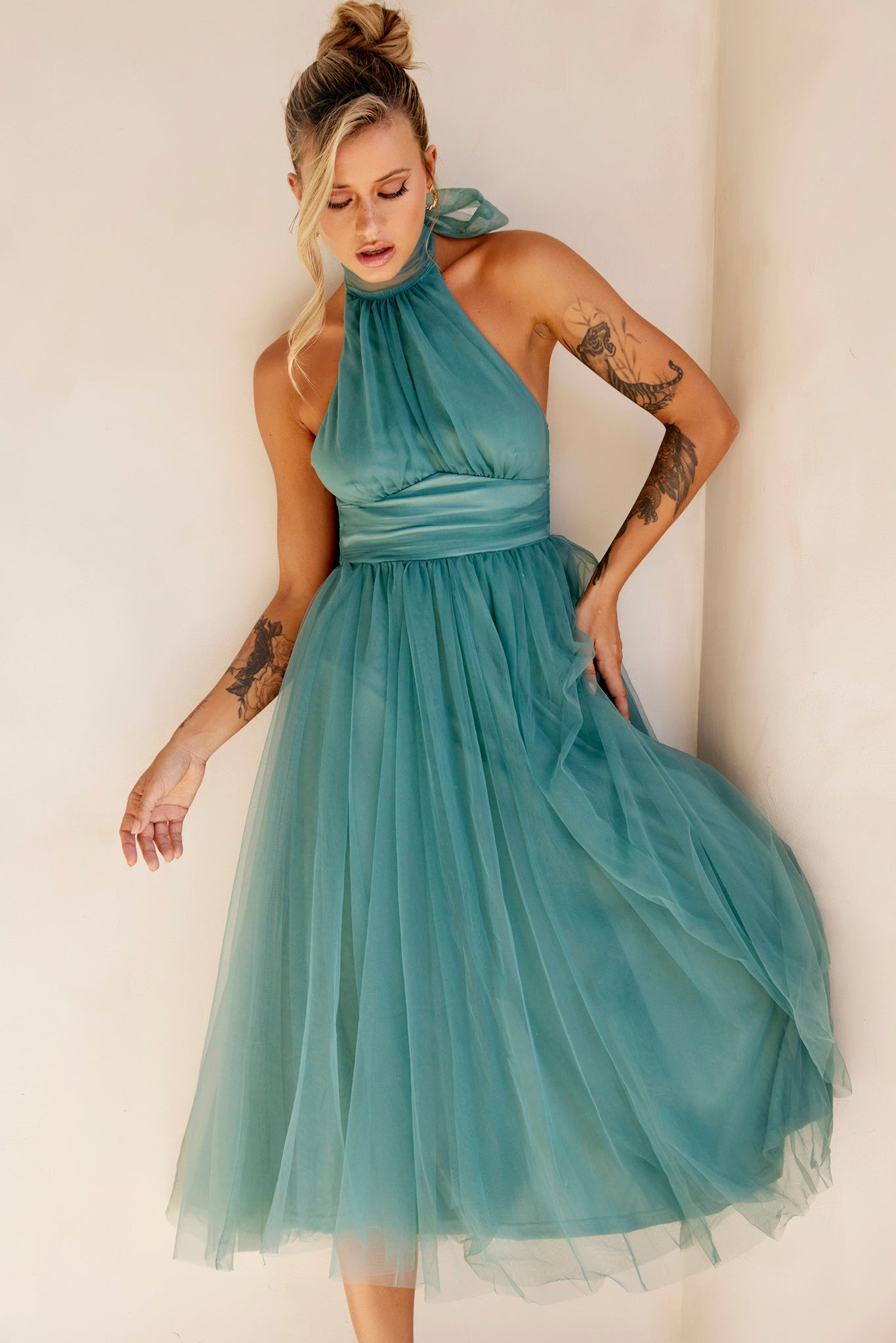 Her Statement Midi Dress - Sage | Sage and Paige AUS.