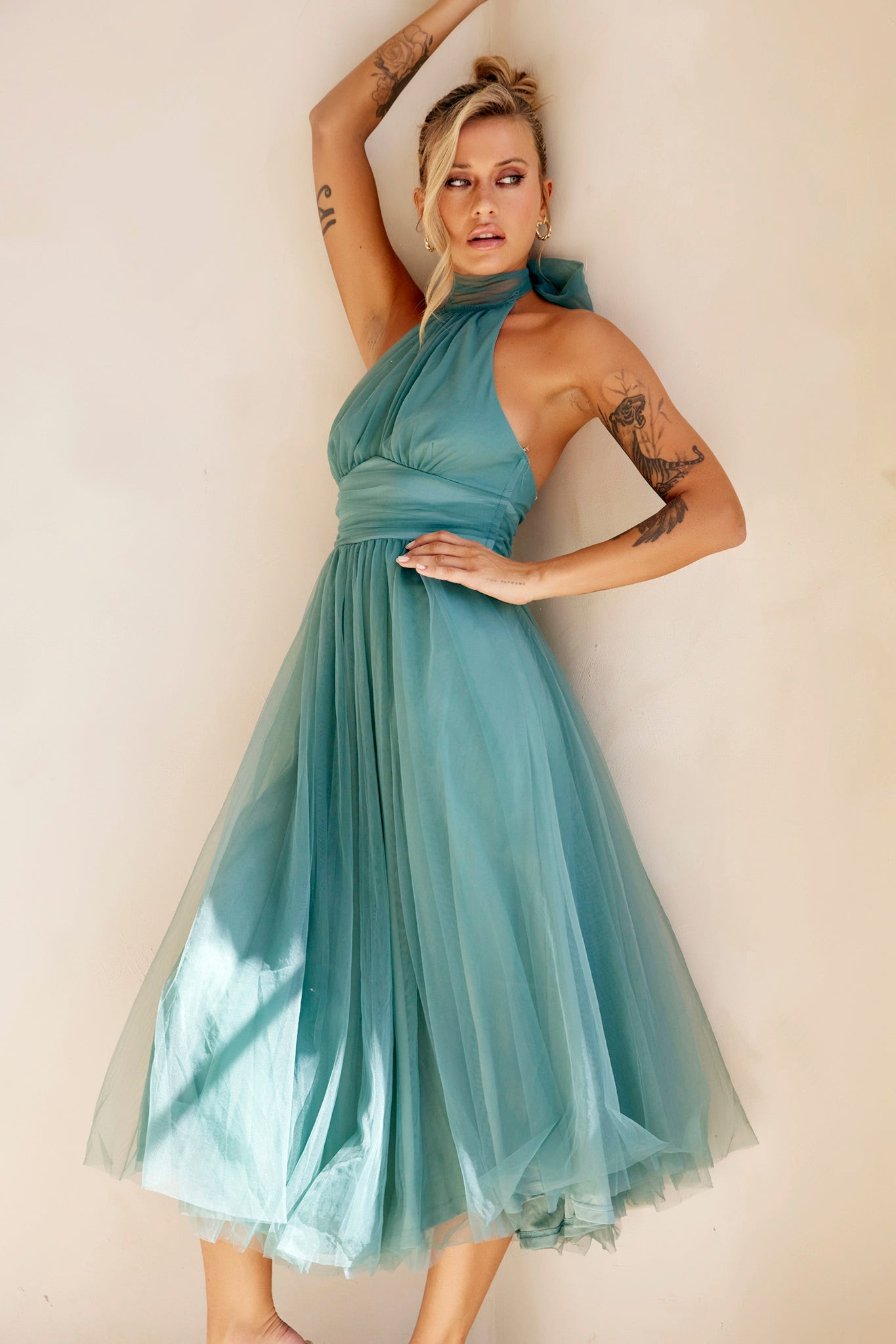 Her Statement Midi Dress - Sage | Sage and Paige AUS.