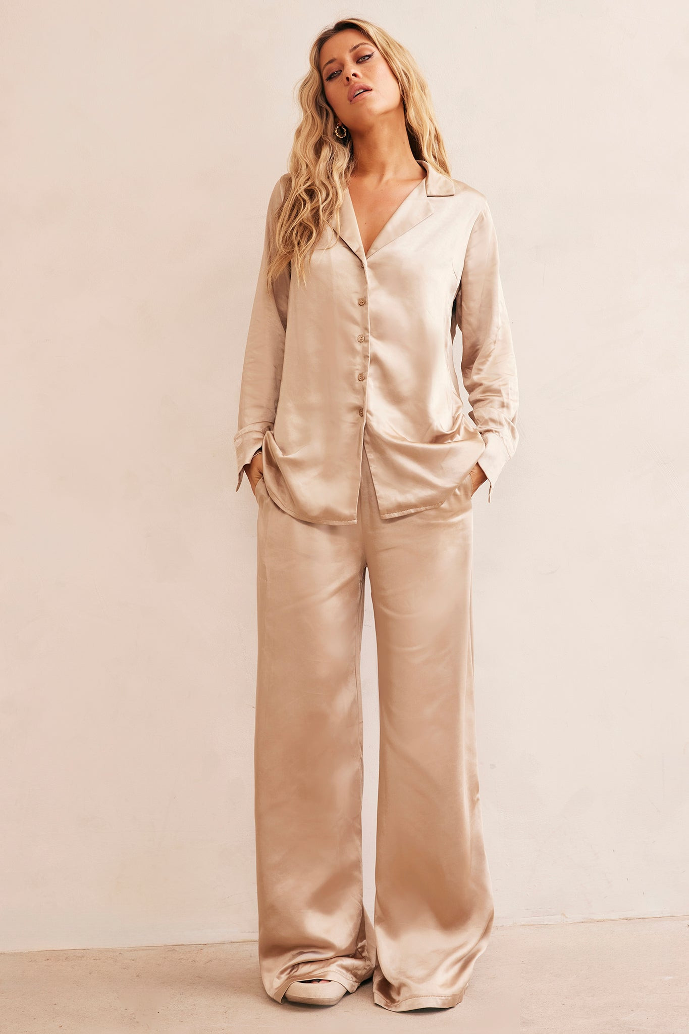 Brooklin Satin Pants - Champagne | Sage and Paige AUS.