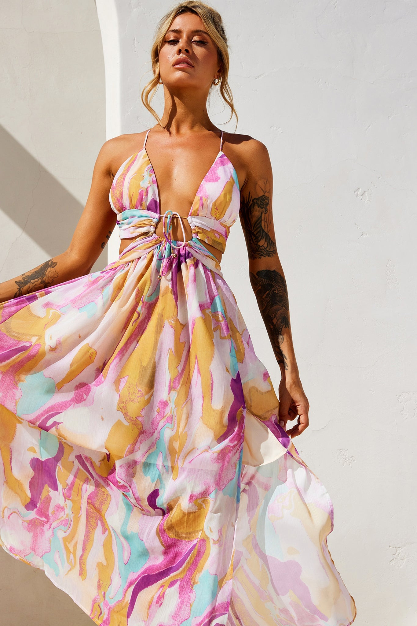Dreamy Good Midi Dress - Purple Multi | Sage and Paige AUS.
