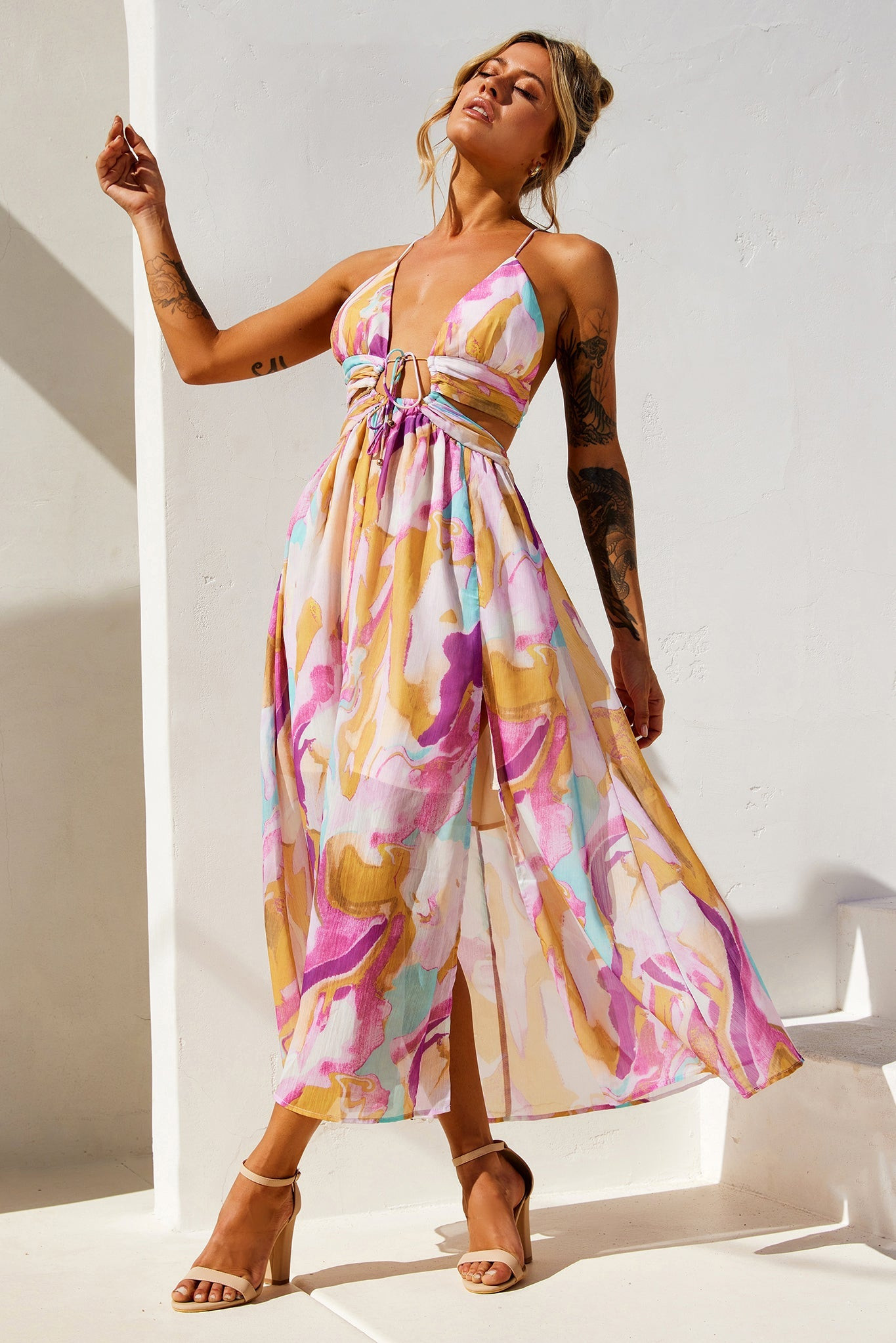 Dreamy Good Midi Dress - Purple Multi | Sage and Paige AUS.