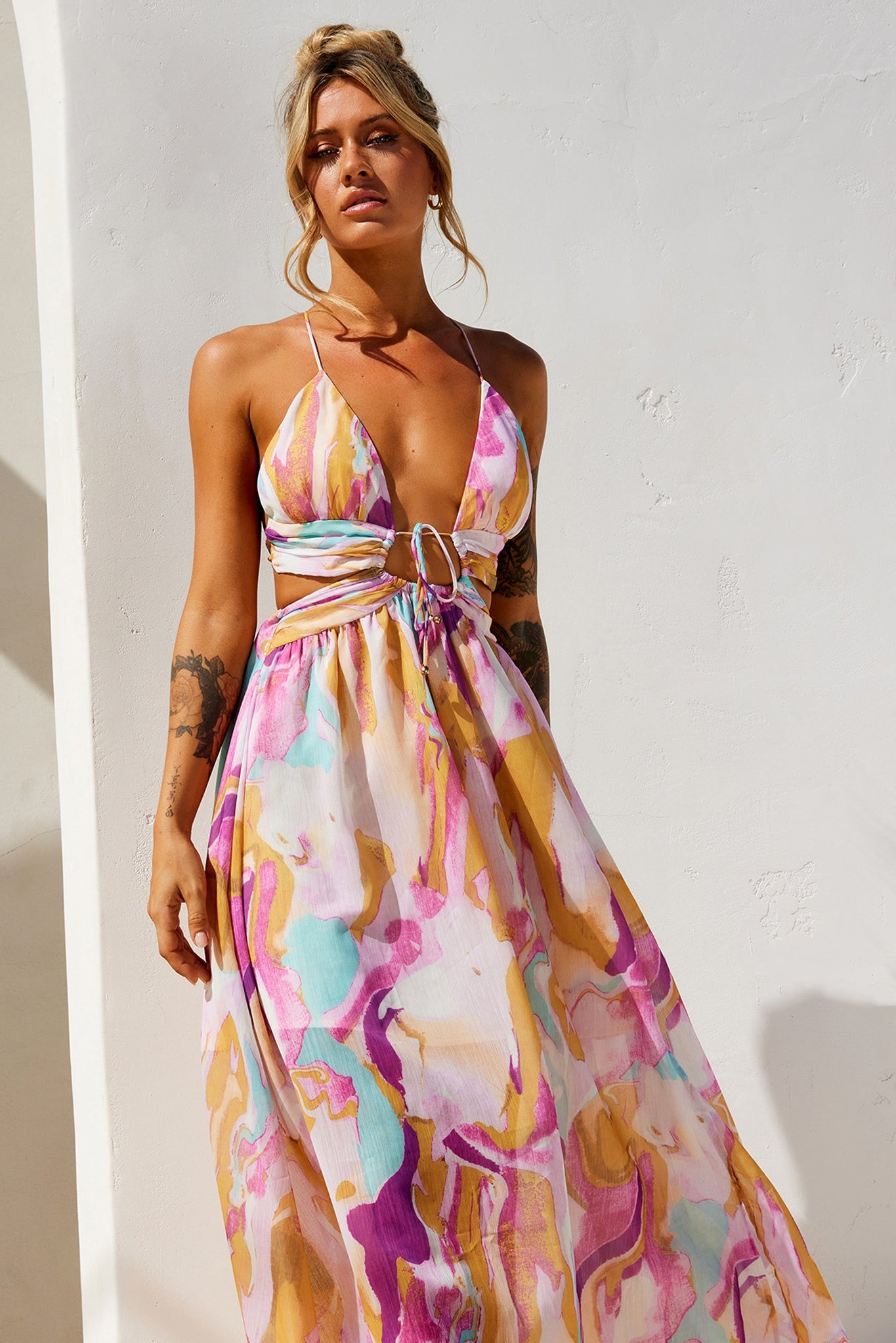 Dreamy Good Midi Dress - Purple Multi | Sage and Paige AUS.